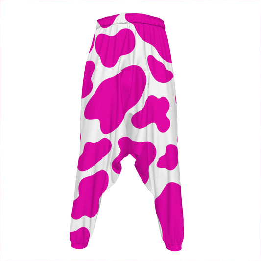Hot Pink And White Cow Print Hammer Pants