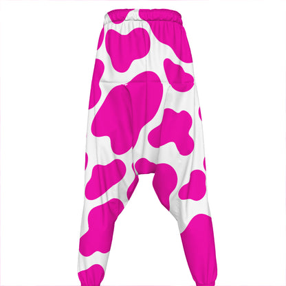 Hot Pink And White Cow Print Hammer Pants