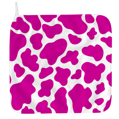 Hot Pink And White Cow Print Hand Towel