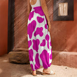 Hot Pink And White Cow Print Harem Pants