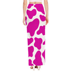 Hot Pink And White Cow Print High Slit Maxi Skirt