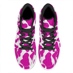 Hot Pink And White Cow Print High Top Leather Sneakers