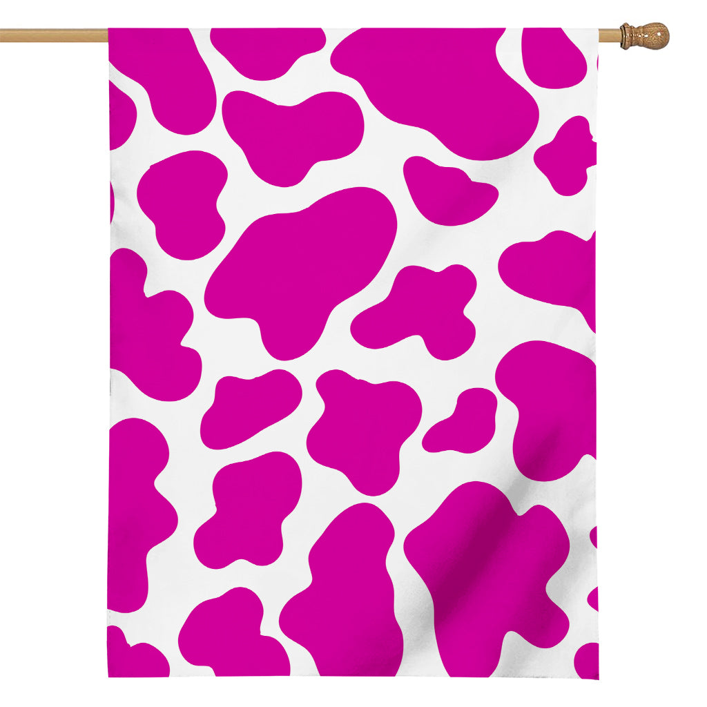Hot Pink And White Cow Print House Flag