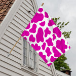 Hot Pink And White Cow Print House Flag