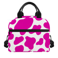 Hot Pink And White Cow Print Insulated Lunch Bag