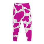 Hot Pink And White Cow Print Jogger Pants