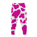 Hot Pink And White Cow Print Jogger Pants