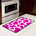 Hot Pink And White Cow Print Kitchen Mat