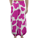 Hot Pink And White Cow Print Lantern Pants