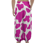 Hot Pink And White Cow Print Lantern Pants