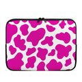 Hot Pink And White Cow Print Laptop Sleeve