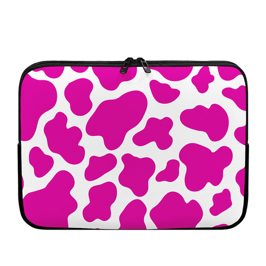 Hot Pink And White Cow Print Laptop Sleeve