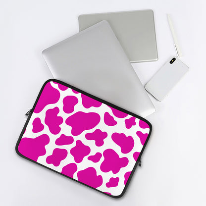 Hot Pink And White Cow Print Laptop Sleeve