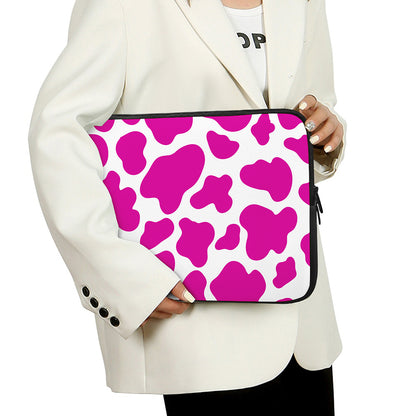 Hot Pink And White Cow Print Laptop Sleeve