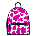 Hot Pink And White Cow Print Leather Backpack