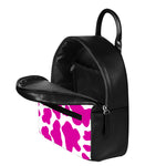 Hot Pink And White Cow Print Leather Backpack