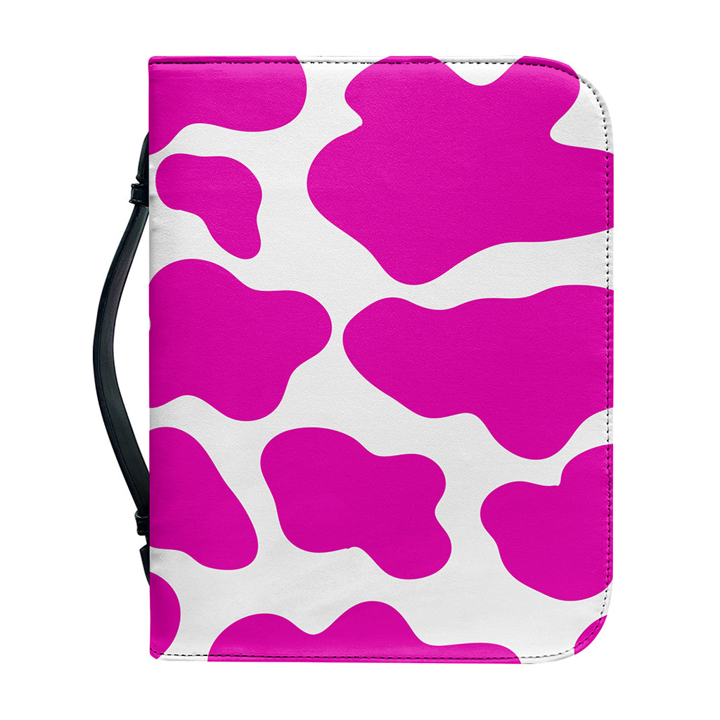 Hot Pink And White Cow Print Leather Bible Cover