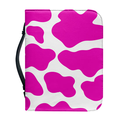 Hot Pink And White Cow Print Leather Bible Cover