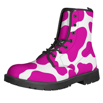 Hot Pink And White Cow Print Backpack