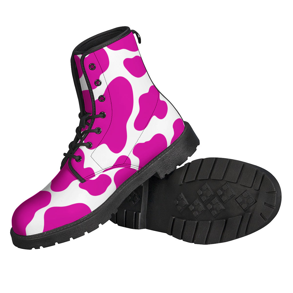 Hot Pink And White Cow Print Backpack