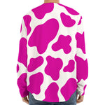 Hot Pink And White Cow Print Long Sleeve Baseball Jersey