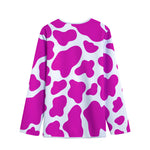 Hot Pink And White Cow Print Long Sleeve Short Coat
