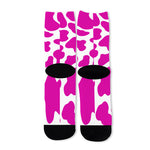 Hot Pink And White Cow Print Long Socks