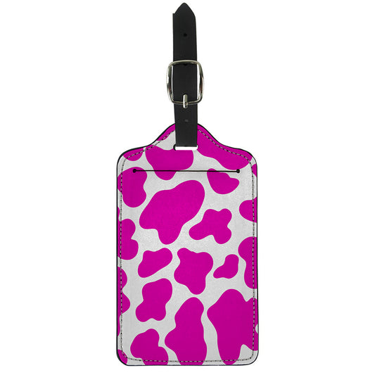 Hot Pink And White Cow Print Luggage Tag