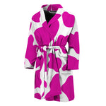 Hot Pink And White Cow Print Men's Bathrobe