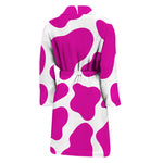 Hot Pink And White Cow Print Men's Bathrobe