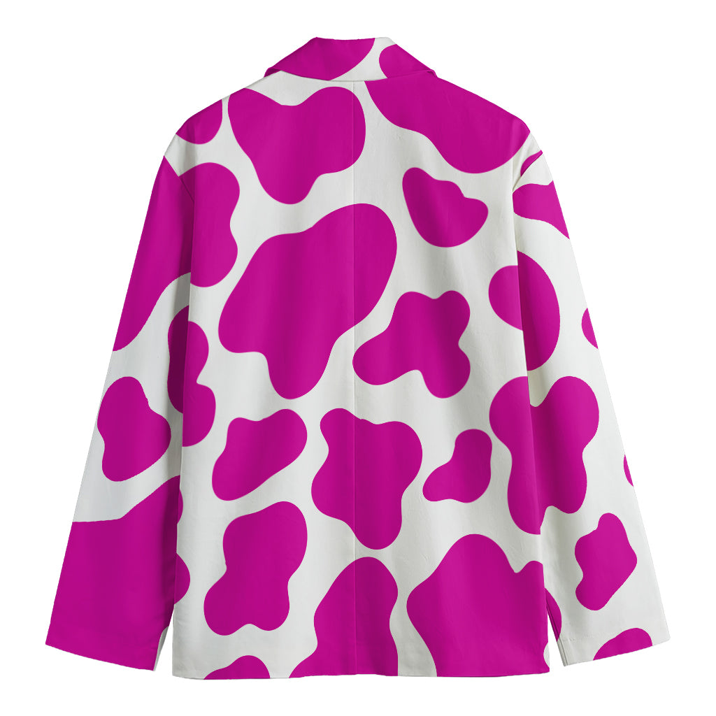 Hot Pink And White Cow Print Men's Blazer