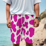Hot Pink And White Cow Print Men's Cargo Shorts