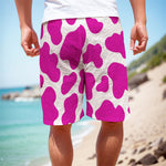 Hot Pink And White Cow Print Men's Cargo Shorts