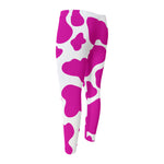 Hot Pink And White Cow Print Men's Compression Pants