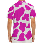 Hot Pink And White Cow Print Men's Deep V-Neck Shirt