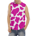 Hot Pink And White Cow Print Men's Fitness Tank Top