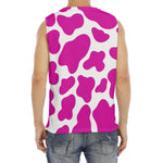 Hot Pink And White Cow Print Men's Fitness Tank Top