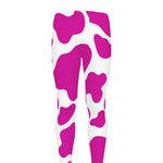 Hot Pink And White Cow Print Men's leggings