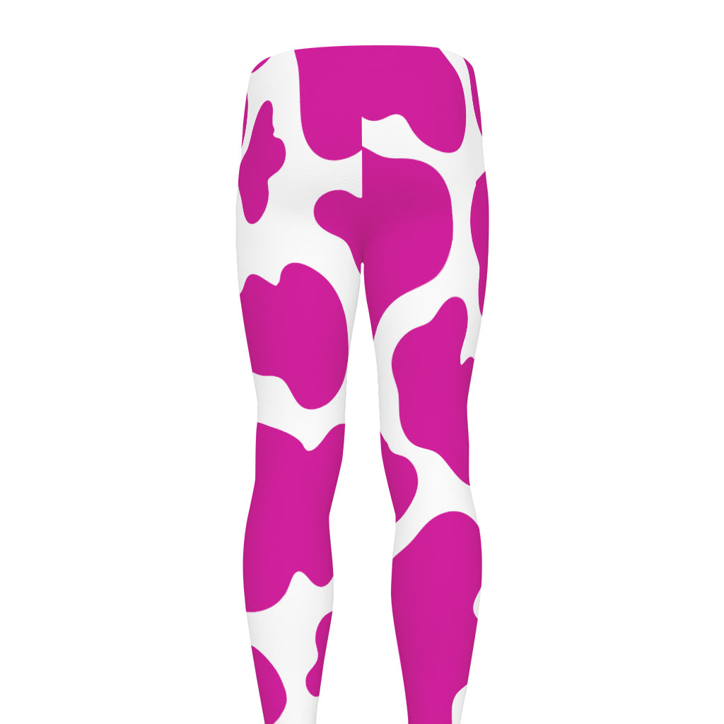 Hot Pink And White Cow Print Men's leggings