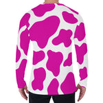 Hot Pink And White Cow Print Men's Long Sleeve T-Shirt