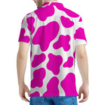 Hot Pink And White Cow Print Men's Polo Shirt