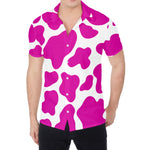 Hot Pink And White Cow Print Men's Shirt