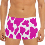 Hot Pink And White Cow Print Men's Short Boxer Briefs