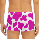 Hot Pink And White Cow Print Men's Short Boxer Briefs