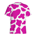 Hot Pink And White Cow Print Men's Sports T-Shirt
