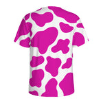 Hot Pink And White Cow Print Men's Sports T-Shirt