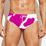 Hot Pink And White Cow Print Men's Swim Briefs