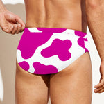 Hot Pink And White Cow Print Men's Swim Briefs
