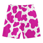 Hot Pink And White Cow Print Men's Swim Trunks