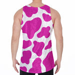 Hot Pink And White Cow Print Men's Velvet Tank Top